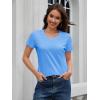 imageMAGCOMSEN Womens Cotton T Shirt VNeck Short Sleeve Shirt ClassicFit Casual Breathable Tee Summer Basic TopsWaterfall Blue