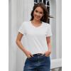 imageMAGCOMSEN Womens Cotton T Shirt VNeck Short Sleeve Shirt ClassicFit Casual Breathable Tee Summer Basic TopsWhite