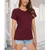 imageMAGCOMSEN Womens Cotton T Shirt VNeck Short Sleeve Shirt ClassicFit Casual Breathable Tee Summer Basic TopsWine Red