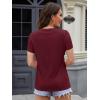 imageMAGCOMSEN Womens Cotton T Shirt VNeck Short Sleeve Shirt ClassicFit Casual Breathable Tee Summer Basic TopsWine Red
