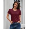 imageMAGCOMSEN Womens Cotton T Shirt VNeck Short Sleeve Shirt ClassicFit Casual Breathable Tee Summer Basic TopsWine Red