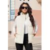 imageMAGCOMSEN Womens Puffer Down Vest Oversized Zip Up Outerwear Lightweight Winter Padded Gilet Jacket with PocketsBeige