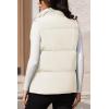 imageMAGCOMSEN Womens Puffer Down Vest Oversized Zip Up Outerwear Lightweight Winter Padded Gilet Jacket with PocketsBeige