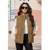 imageMAGCOMSEN Womens Puffer Down Vest Oversized Zip Up Outerwear Lightweight Winter Padded Gilet Jacket with PocketsBrown