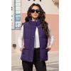 imageMAGCOMSEN Womens Puffer Down Vest Oversized Zip Up Outerwear Lightweight Winter Padded Gilet Jacket with PocketsDark Purple