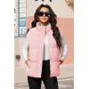 imageMAGCOMSEN Womens Puffer Down Vest Oversized Zip Up Outerwear Lightweight Winter Padded Gilet Jacket with PocketsPink
