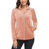 imageMAGCOMSEN Womens Velour Jackets Full Zipup Fleece Jacket 2 Zipper Pockets Lightweight Soft Casual Winter Warm CoatApricot