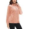 imageMAGCOMSEN Womens Velour Jackets Full Zipup Fleece Jacket 2 Zipper Pockets Lightweight Soft Casual Winter Warm CoatApricot