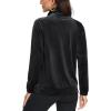 imageMAGCOMSEN Womens Velour Jackets Full Zipup Fleece Jacket 2 Zipper Pockets Lightweight Soft Casual Winter Warm CoatBlack