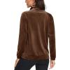 imageMAGCOMSEN Womens Velour Jackets Full Zipup Fleece Jacket 2 Zipper Pockets Lightweight Soft Casual Winter Warm CoatCoffee