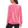 imageMAGCOMSEN Womens Velour Jackets Full Zipup Fleece Jacket 2 Zipper Pockets Lightweight Soft Casual Winter Warm CoatFluorescent Pink