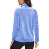 imageMAGCOMSEN Womens Velour Jackets Full Zipup Fleece Jacket 2 Zipper Pockets Lightweight Soft Casual Winter Warm CoatLight Blue