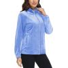 imageMAGCOMSEN Womens Velour Jackets Full Zipup Fleece Jacket 2 Zipper Pockets Lightweight Soft Casual Winter Warm CoatLight Blue