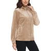 imageMAGCOMSEN Womens Velour Jackets Full Zipup Fleece Jacket 2 Zipper Pockets Lightweight Soft Casual Winter Warm CoatLight Brown