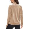 imageMAGCOMSEN Womens Velour Jackets Full Zipup Fleece Jacket 2 Zipper Pockets Lightweight Soft Casual Winter Warm CoatLight Brown