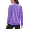 imageMAGCOMSEN Womens Velour Jackets Full Zipup Fleece Jacket 2 Zipper Pockets Lightweight Soft Casual Winter Warm CoatLight Purple