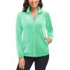 imageMAGCOMSEN Womens Velour Jackets Full Zipup Fleece Jacket 2 Zipper Pockets Lightweight Soft Casual Winter Warm CoatMint Green