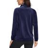 imageMAGCOMSEN Womens Velour Jackets Full Zipup Fleece Jacket 2 Zipper Pockets Lightweight Soft Casual Winter Warm CoatNavy