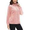 imageMAGCOMSEN Womens Velour Jackets Full Zipup Fleece Jacket 2 Zipper Pockets Lightweight Soft Casual Winter Warm CoatPink