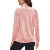 imageMAGCOMSEN Womens Velour Jackets Full Zipup Fleece Jacket 2 Zipper Pockets Lightweight Soft Casual Winter Warm CoatPink