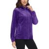 imageMAGCOMSEN Womens Velour Jackets Full Zipup Fleece Jacket 2 Zipper Pockets Lightweight Soft Casual Winter Warm CoatPurple