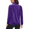 imageMAGCOMSEN Womens Velour Jackets Full Zipup Fleece Jacket 2 Zipper Pockets Lightweight Soft Casual Winter Warm CoatPurple