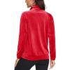 imageMAGCOMSEN Womens Velour Jackets Full Zipup Fleece Jacket 2 Zipper Pockets Lightweight Soft Casual Winter Warm CoatRed