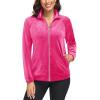 imageMAGCOMSEN Womens Velour Jackets Full Zipup Fleece Jacket 2 Zipper Pockets Lightweight Soft Casual Winter Warm CoatRose