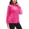 imageMAGCOMSEN Womens Velour Jackets Full Zipup Fleece Jacket 2 Zipper Pockets Lightweight Soft Casual Winter Warm CoatRose