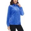 imageMAGCOMSEN Womens Velour Jackets Full Zipup Fleece Jacket 2 Zipper Pockets Lightweight Soft Casual Winter Warm CoatSea Blue