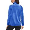 imageMAGCOMSEN Womens Velour Jackets Full Zipup Fleece Jacket 2 Zipper Pockets Lightweight Soft Casual Winter Warm CoatSea Blue