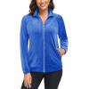 imageMAGCOMSEN Womens Velour Jackets Full Zipup Fleece Jacket 2 Zipper Pockets Lightweight Soft Casual Winter Warm CoatSea Blue