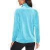 imageMAGCOMSEN Womens Velour Jackets Full Zipup Fleece Jacket 2 Zipper Pockets Lightweight Soft Casual Winter Warm CoatWater Blue