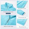 imageMAGCOMSEN Womens Velour Jackets Full Zipup Fleece Jacket 2 Zipper Pockets Lightweight Soft Casual Winter Warm CoatWater Blue
