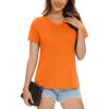 imageMAGCOMSEN Womens Cotton T Shirt VNeck Short Sleeve Shirt ClassicFit Casual Breathable Tee Summer Basic TopsOrange