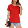 imageMAGCOMSEN Womens Cotton T Shirt VNeck Short Sleeve Shirt ClassicFit Casual Breathable Tee Summer Basic TopsTomato Red