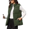 imageMAGCOMSEN Womens Puffer Down Vest Oversized Zip Up Outerwear Lightweight Winter Padded Gilet Jacket with PocketsArmy Green