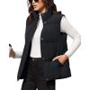 imageMAGCOMSEN Womens Puffer Down Vest Oversized Zip Up Outerwear Lightweight Winter Padded Gilet Jacket with PocketsBlack
