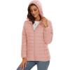 imageMAGCOMSEN Womens Hooded Puffer Jacket Lightweight Quilted Padded Coat 4 Pockets Zipup Winter Warm OuterwearApricot