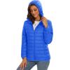 imageMAGCOMSEN Womens Hooded Puffer Jacket Lightweight Quilted Padded Coat 4 Pockets Zipup Winter Warm OuterwearAzure Blue
