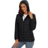 imageMAGCOMSEN Womens Hooded Puffer Jacket Lightweight Quilted Padded Coat 4 Pockets Zipup Winter Warm OuterwearBlack