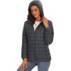 imageMAGCOMSEN Womens Hooded Puffer Jacket Lightweight Quilted Padded Coat 4 Pockets Zipup Winter Warm OuterwearDark Grey