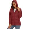 imageMAGCOMSEN Womens Hooded Puffer Jacket Lightweight Quilted Padded Coat 4 Pockets Zipup Winter Warm OuterwearDeep Orange