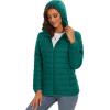 imageMAGCOMSEN Womens Hooded Puffer Jacket Lightweight Quilted Padded Coat 4 Pockets Zipup Winter Warm OuterwearEmerald Green