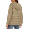 imageMAGCOMSEN Womens Hooded Puffer Jacket Lightweight Quilted Padded Coat 4 Pockets Zipup Winter Warm OuterwearKhaki