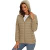imageMAGCOMSEN Womens Hooded Puffer Jacket Lightweight Quilted Padded Coat 4 Pockets Zipup Winter Warm OuterwearKhaki