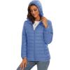 imageMAGCOMSEN Womens Hooded Puffer Jacket Lightweight Quilted Padded Coat 4 Pockets Zipup Winter Warm OuterwearLight Blue