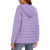 imageMAGCOMSEN Womens Hooded Puffer Jacket Lightweight Quilted Padded Coat 4 Pockets Zipup Winter Warm OuterwearLight Purple