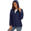 imageMAGCOMSEN Womens Hooded Puffer Jacket Lightweight Quilted Padded Coat 4 Pockets Zipup Winter Warm OuterwearNavy Blue