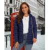 imageMAGCOMSEN Womens Hooded Puffer Jacket Lightweight Quilted Padded Coat 4 Pockets Zipup Winter Warm OuterwearNavy Blue